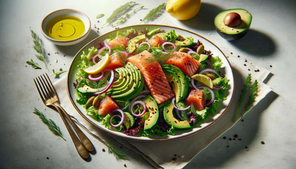 Cooked Salmon and Avocado Salad