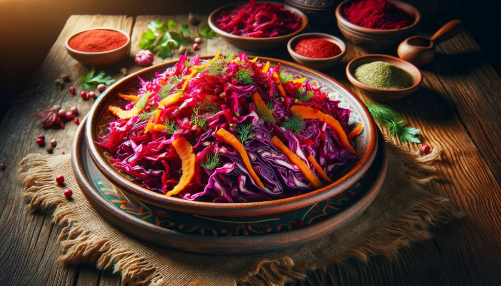 Georgian-Style Cabbage with Beet and Garlic