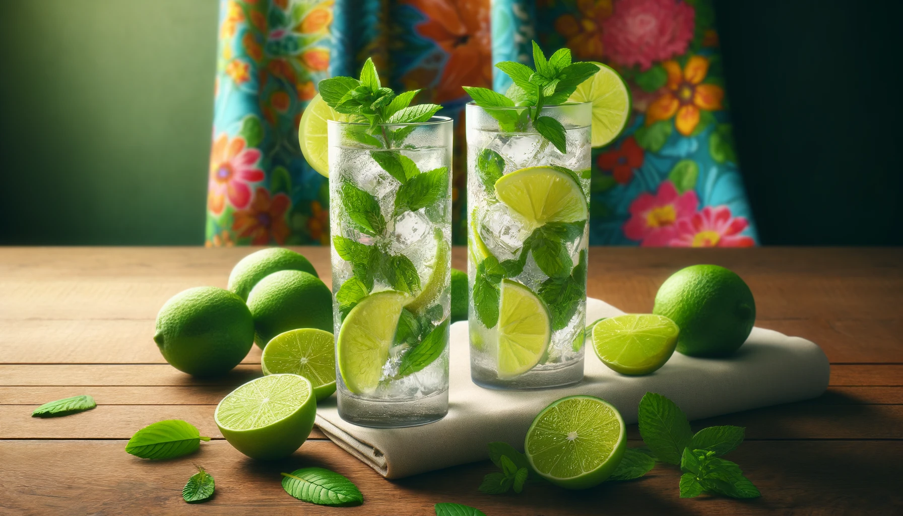 Nonalcoholic Mojito with Fresh Mint and Lime