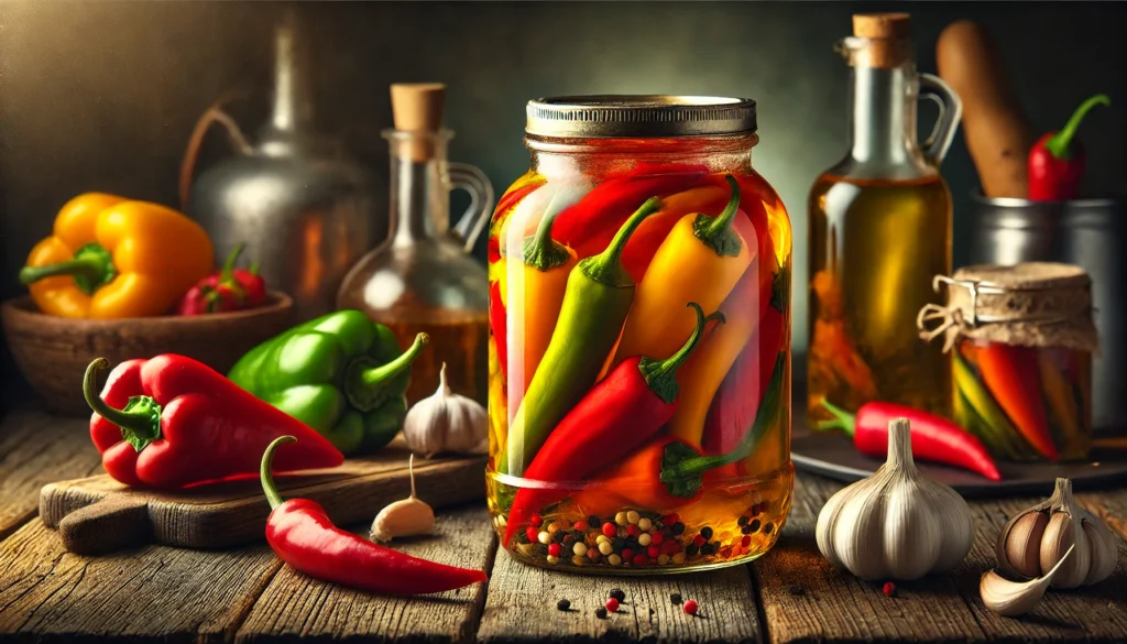 Refrigerator Pickled Sweet Peppers with Garlic