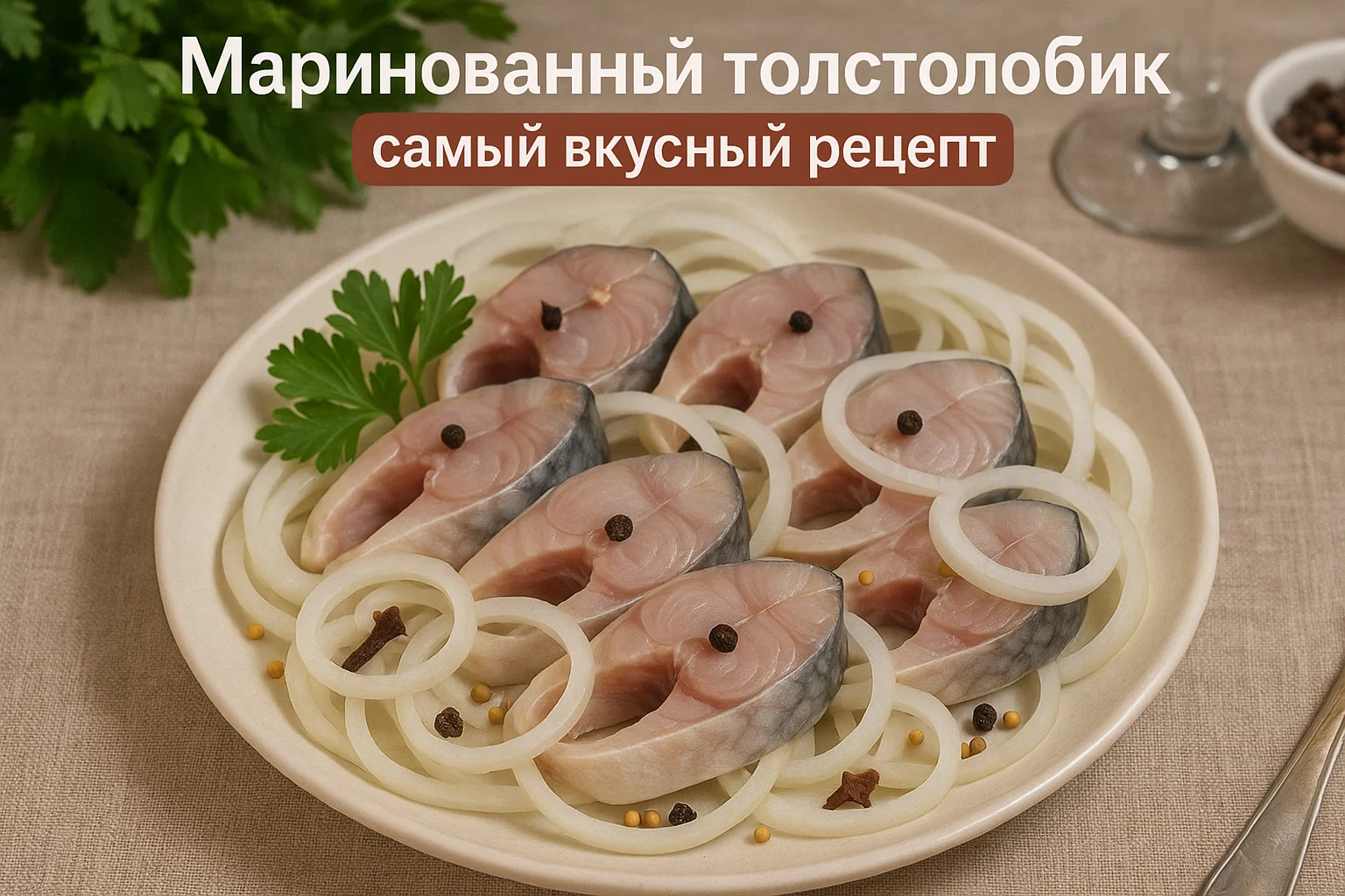 Маринованный толстолобик з цибулею та морквою в банці на українському столі