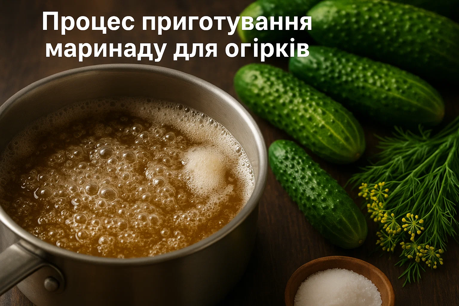 Рецепт маринованих огірків на літрову банку — хрусткі, як у бабусі 2 Приготування маринаду з солі, цукру й оцту для огірків