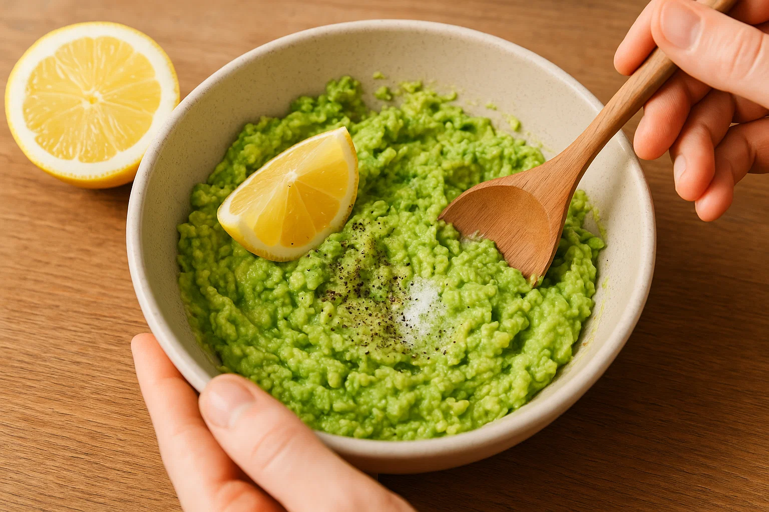 Бутерброди з авокадо смачні рецепти для кожного дня 2 Розчавлене авокадо з лимонним соком і сіллю в мисці