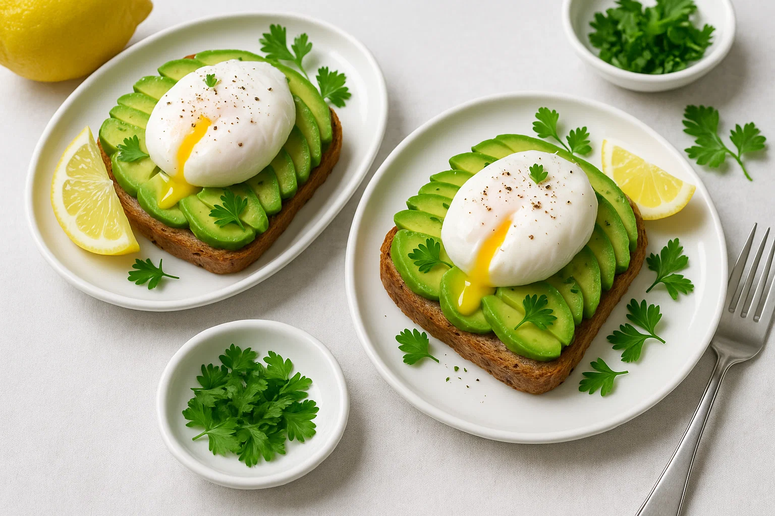 Бутерброди з авокадо смачні рецепти для кожного дня 3 Бутерброди з авокадо, яйцем і зеленню на тарілці