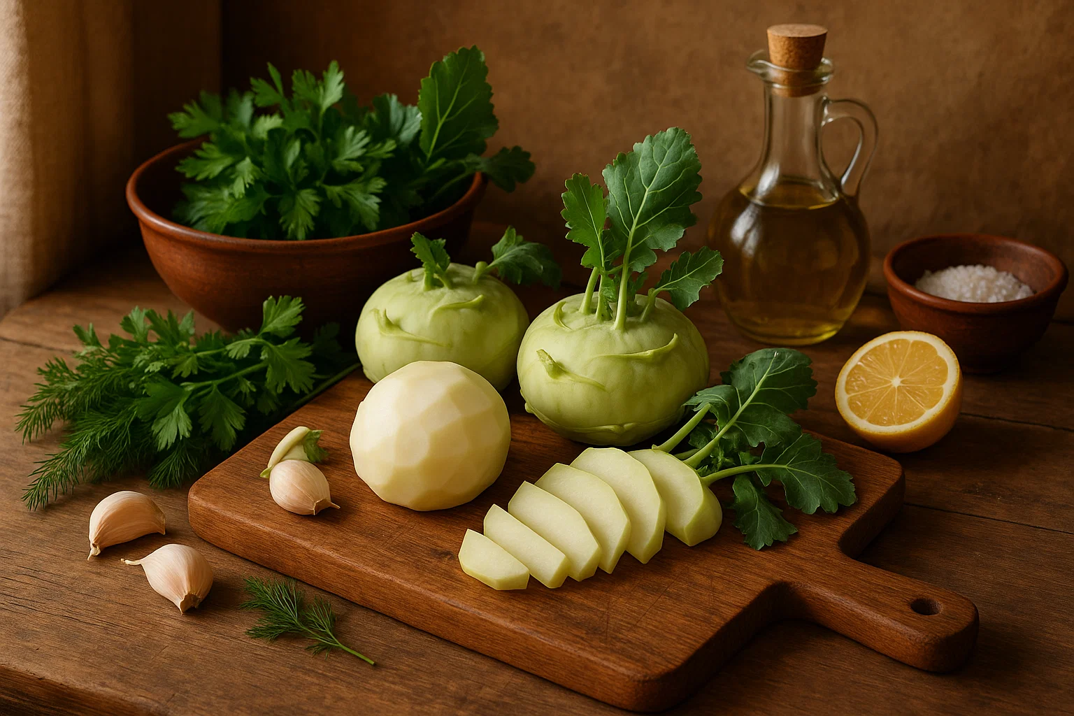 Kohlrabi, Apple and Walnut Salad