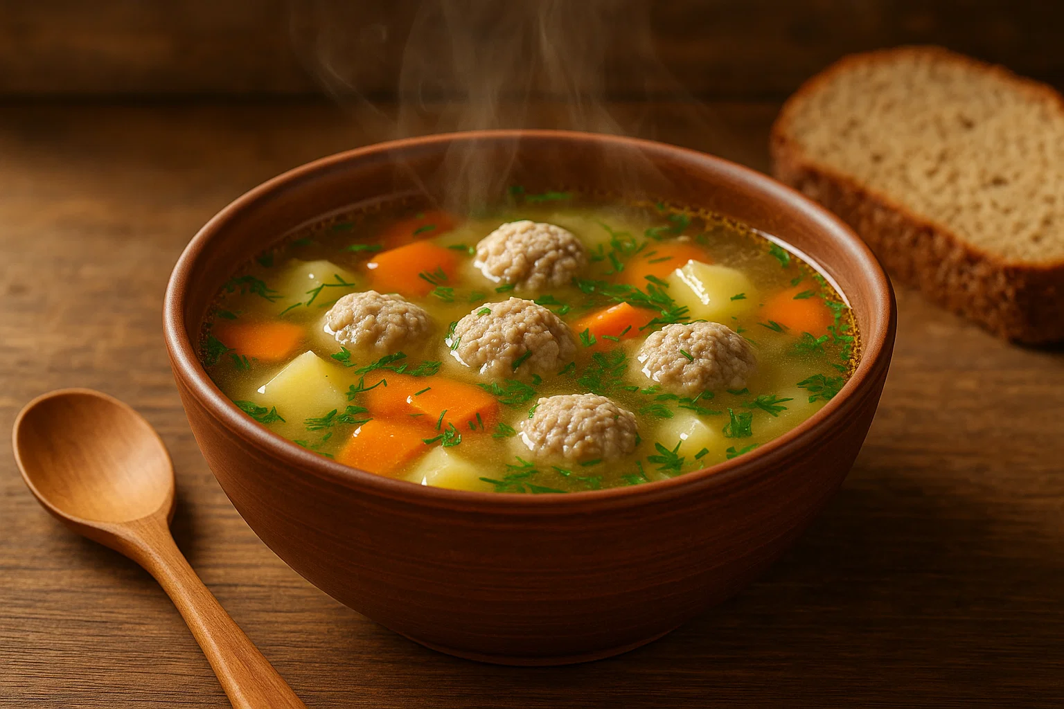 Soup with Pork and Beef Meatballs