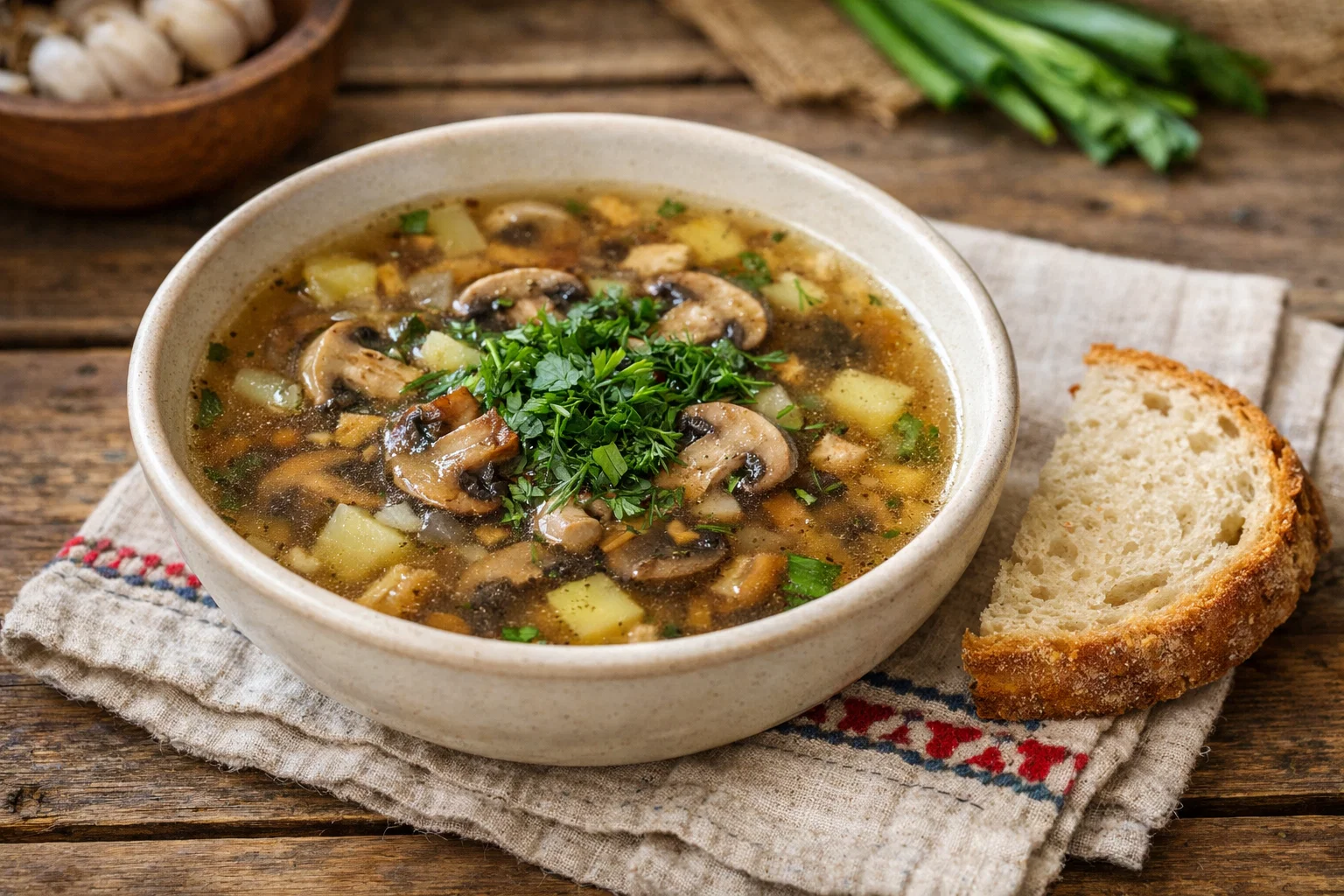 Подача грибного супа