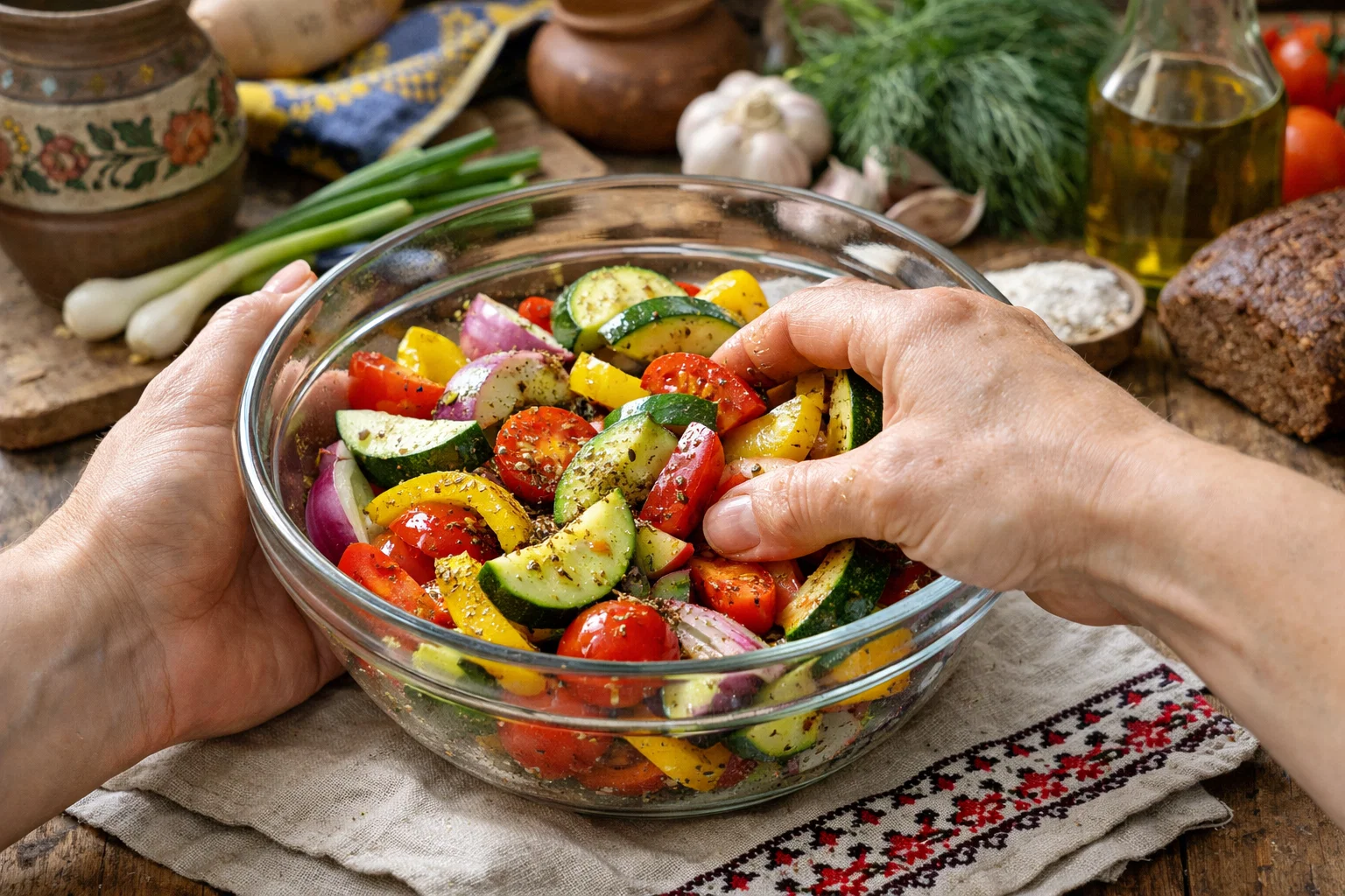 Змішування овочів для пп ужину