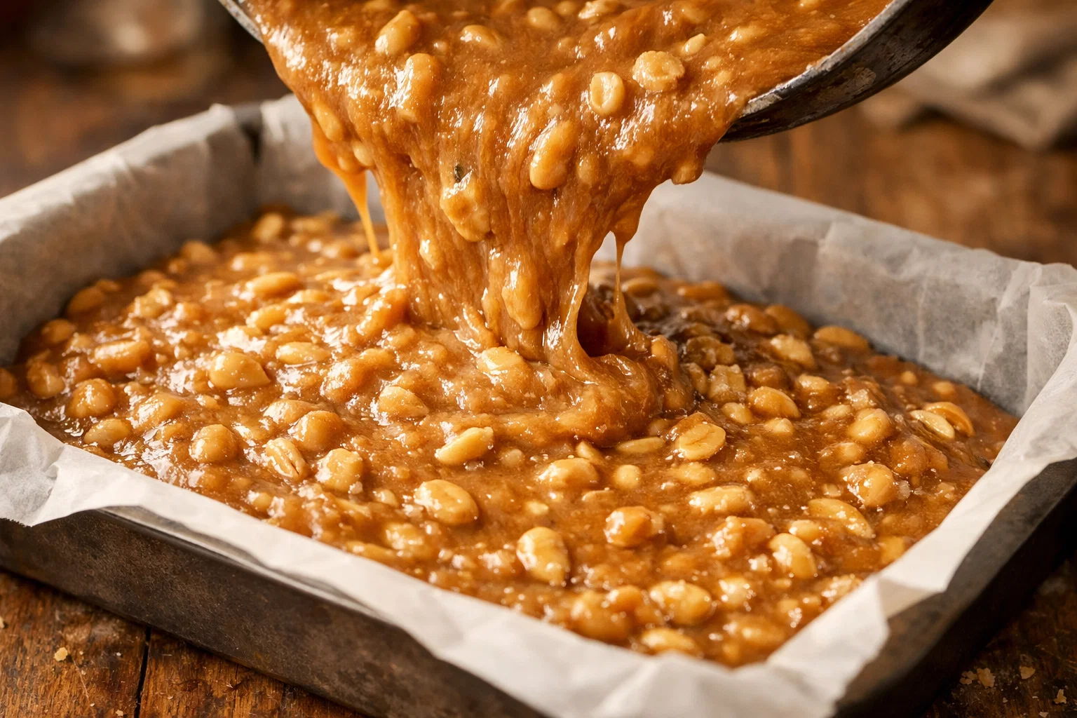 Готова маса щербету з горіхами перед застиганням