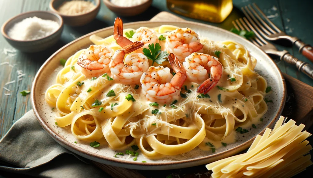 Shrimp Alfredo-Style Pasta