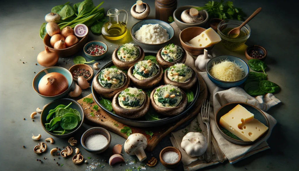 Spinach and Cheese Stuffed Portobello Mushrooms