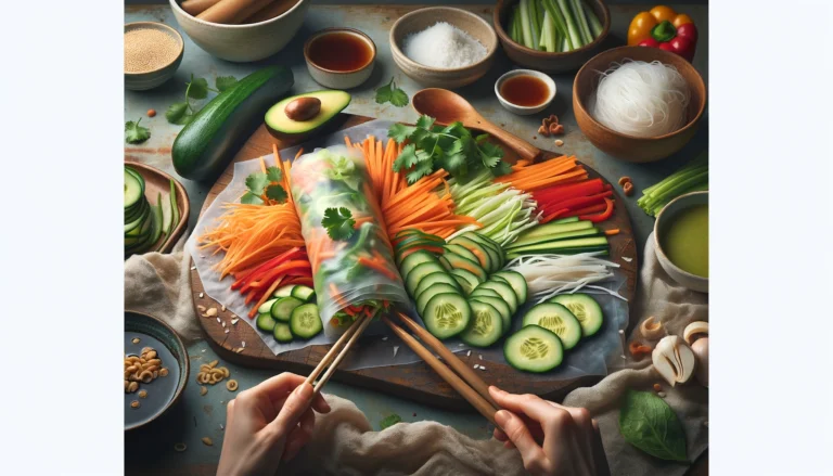 image of vegetarian fresh spring rolls