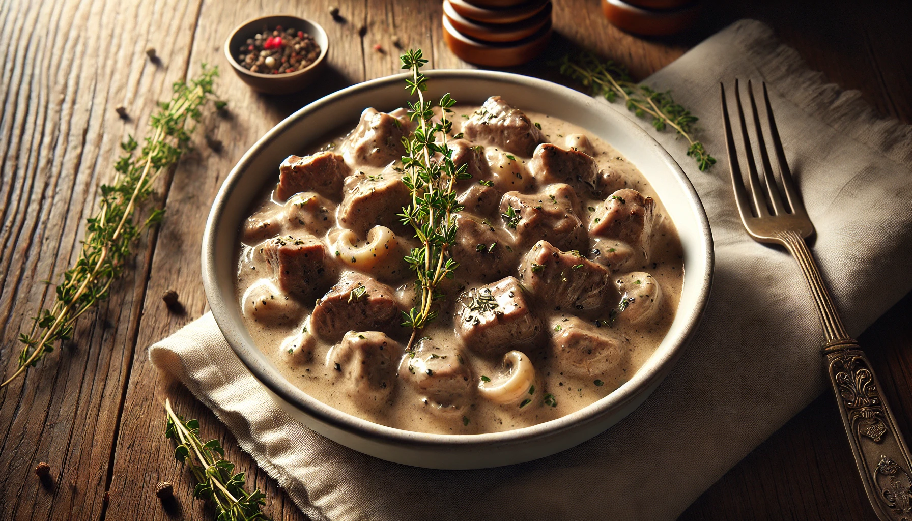 Beef Stroganoff with Mushrooms and Mustard