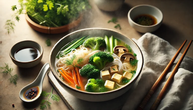 image of quick vegan pho inspired noodle soup