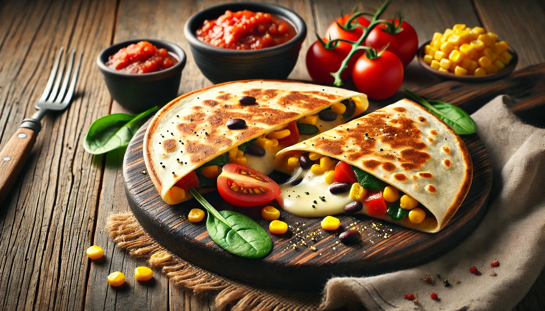 Vegetarian Quesadillas with Beans and Vegetables