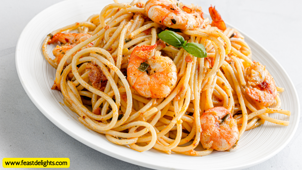 Seafood Spaghetti with Tomato and Lemon