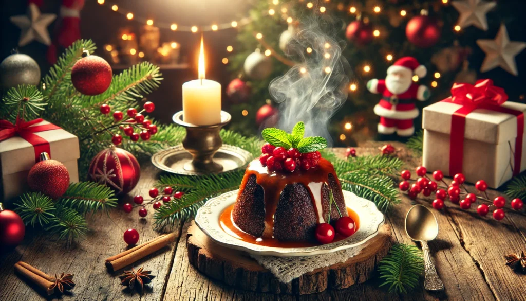 Spiced Christmas Pudding Cake with Caramel Cream