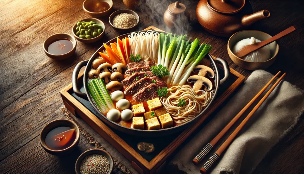 Sukiyaki with Beef, Tofu and Shiitake