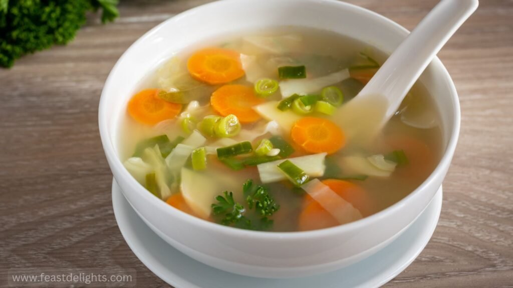 Winter Vegetable Soup with Quail Eggs