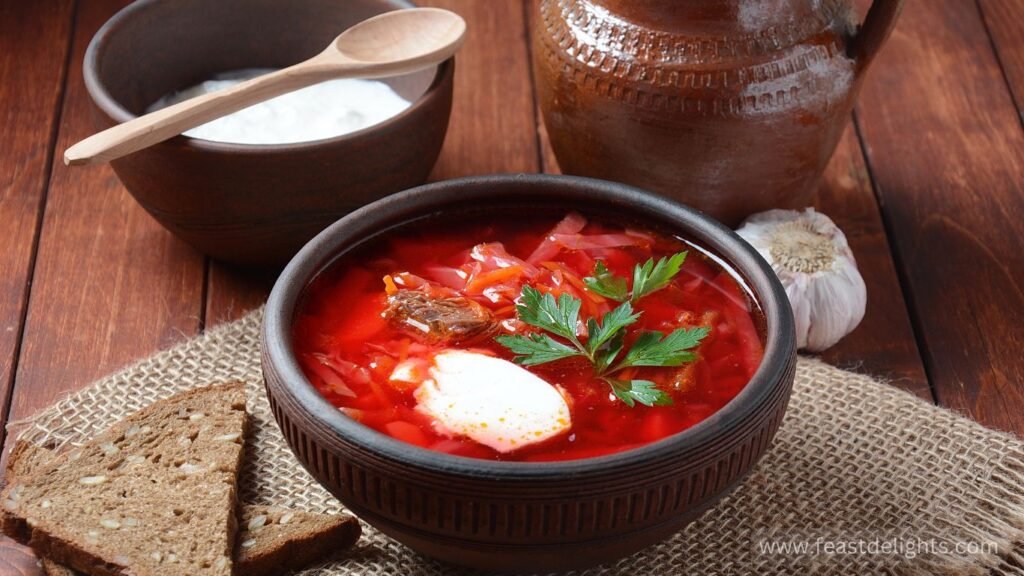Eastern European Beet Borscht with Cabbage and Beans