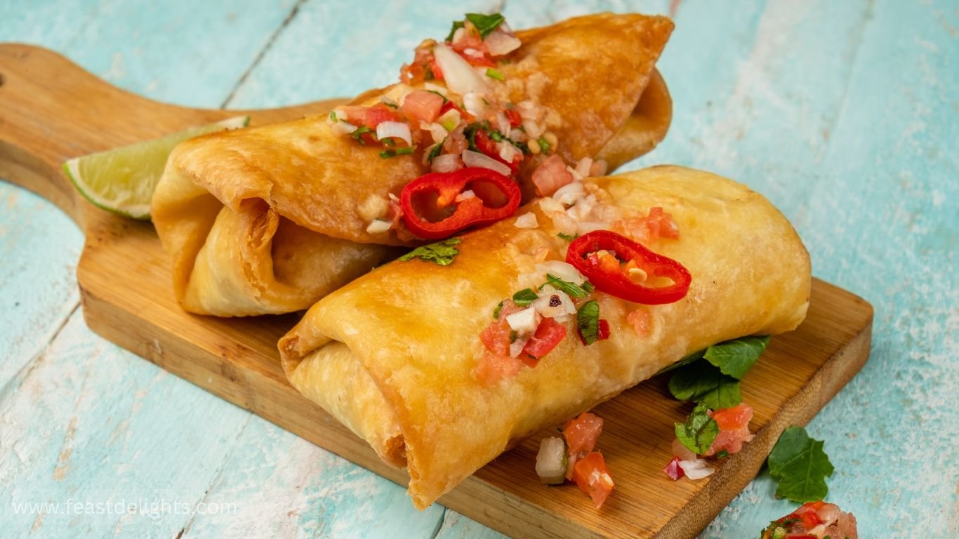 Beef Chimichangas with Beans and Cheese