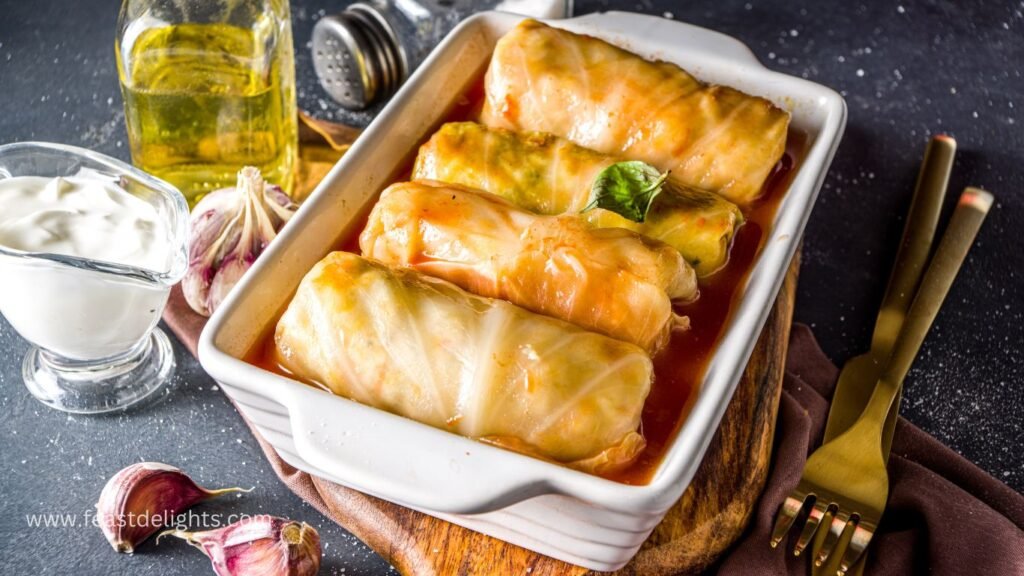 Vegetarian Cabbage Rolls with Mushrooms and Rice