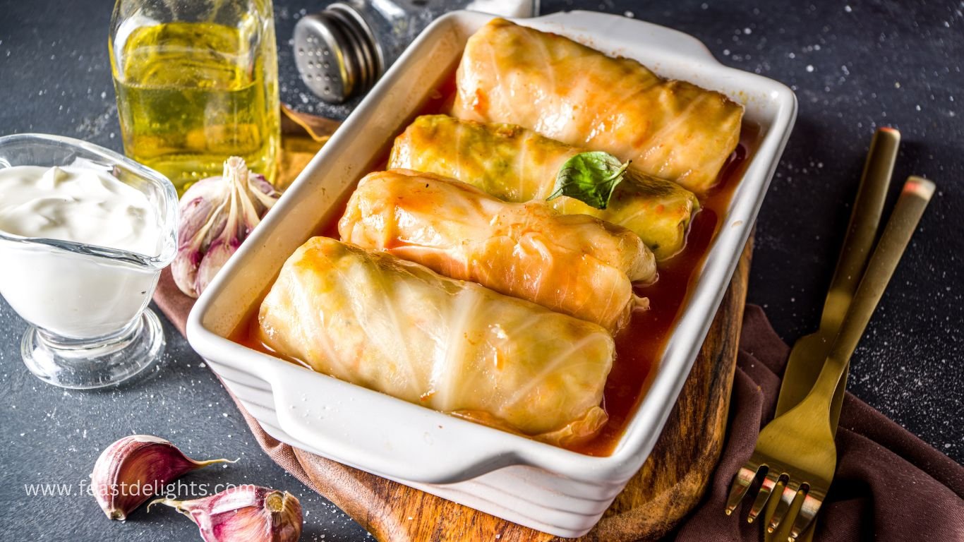 Vegetarian Cabbage Rolls with Mushrooms and Rice