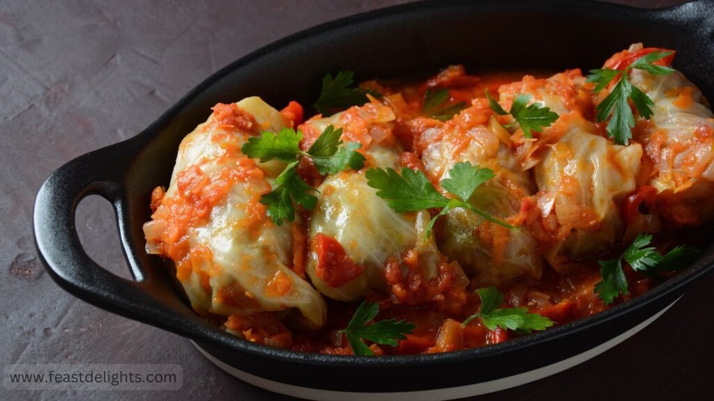 Lazy Cabbage Rolls with Rice and Tomato Sauce