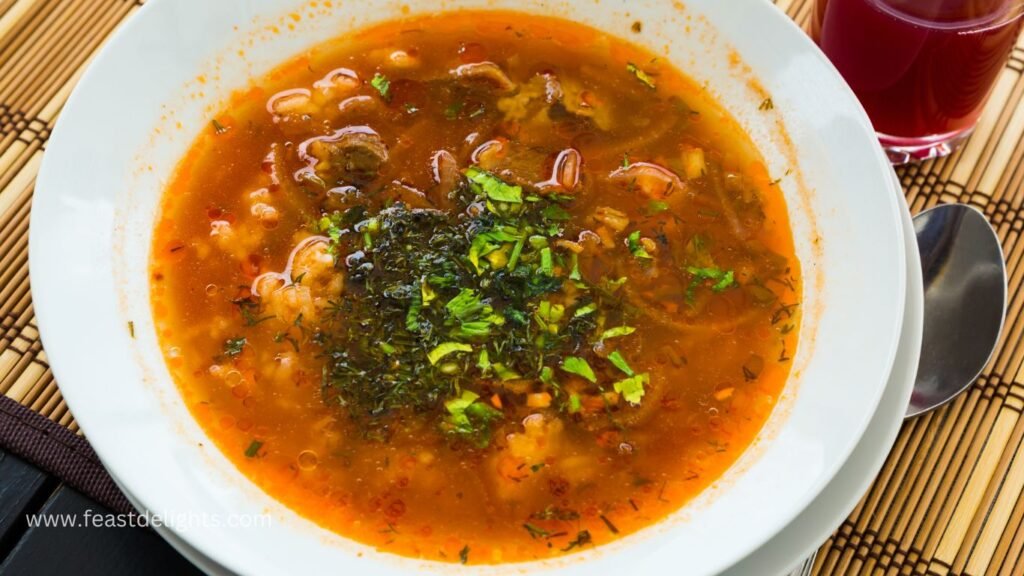 Pork Kharcho-Inspired Soup with Rice and Walnuts