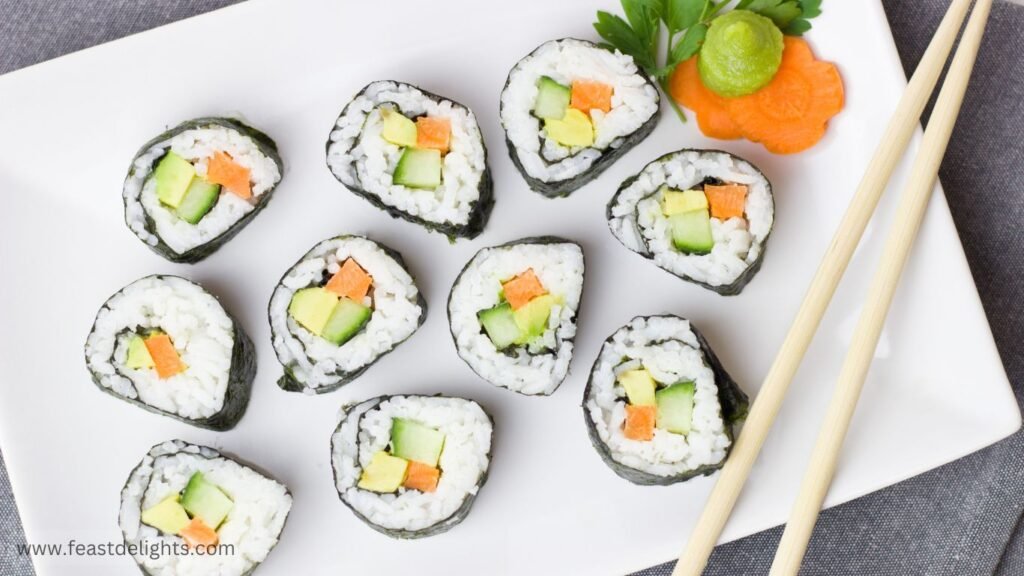 Vegan Vegetable Sushi Rolls with Avocado and Cucumber