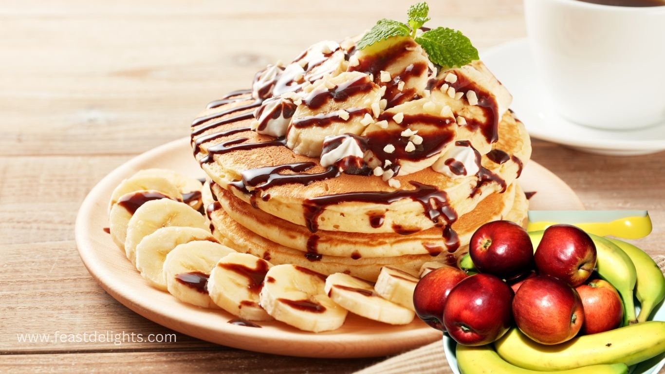 Пышная шарлотка с яблоками и бананами Pецепт