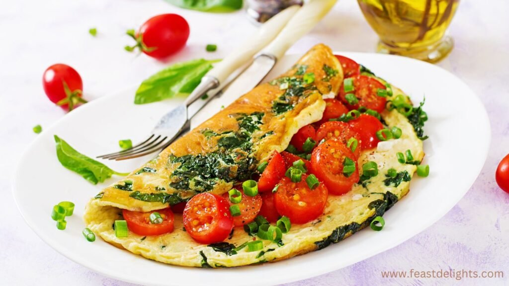 Vegetable Omelette with Mushrooms and Cheddar