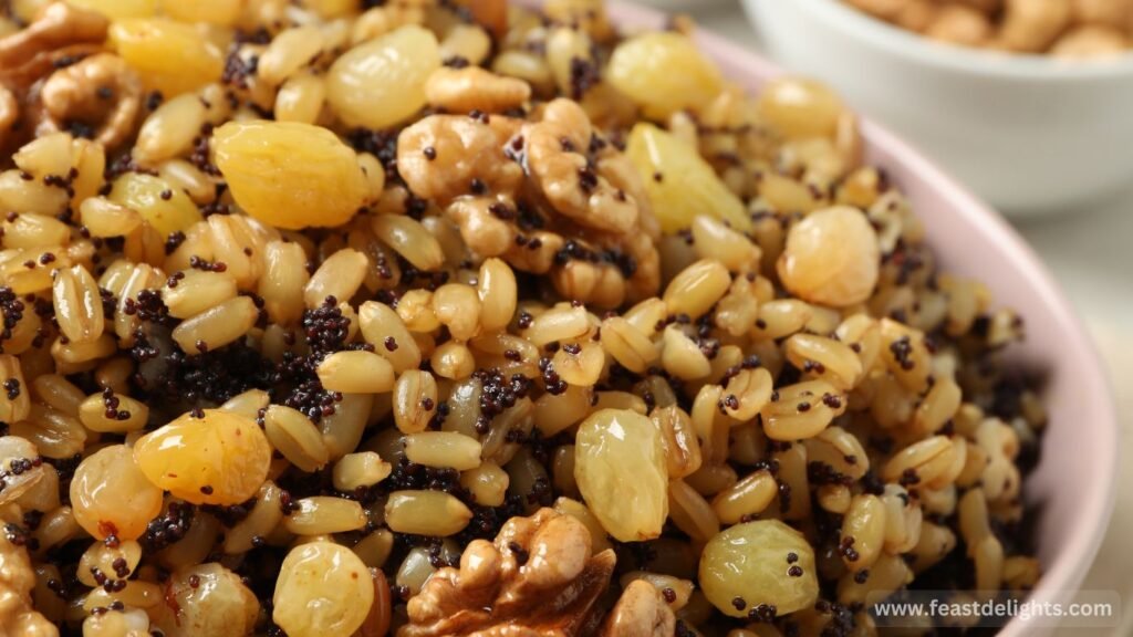 Wheat Kutia with Poppy Seeds, Honey and Nuts