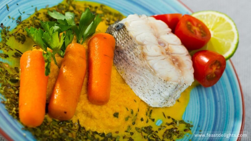 Baked Hake with Carrots and Onions