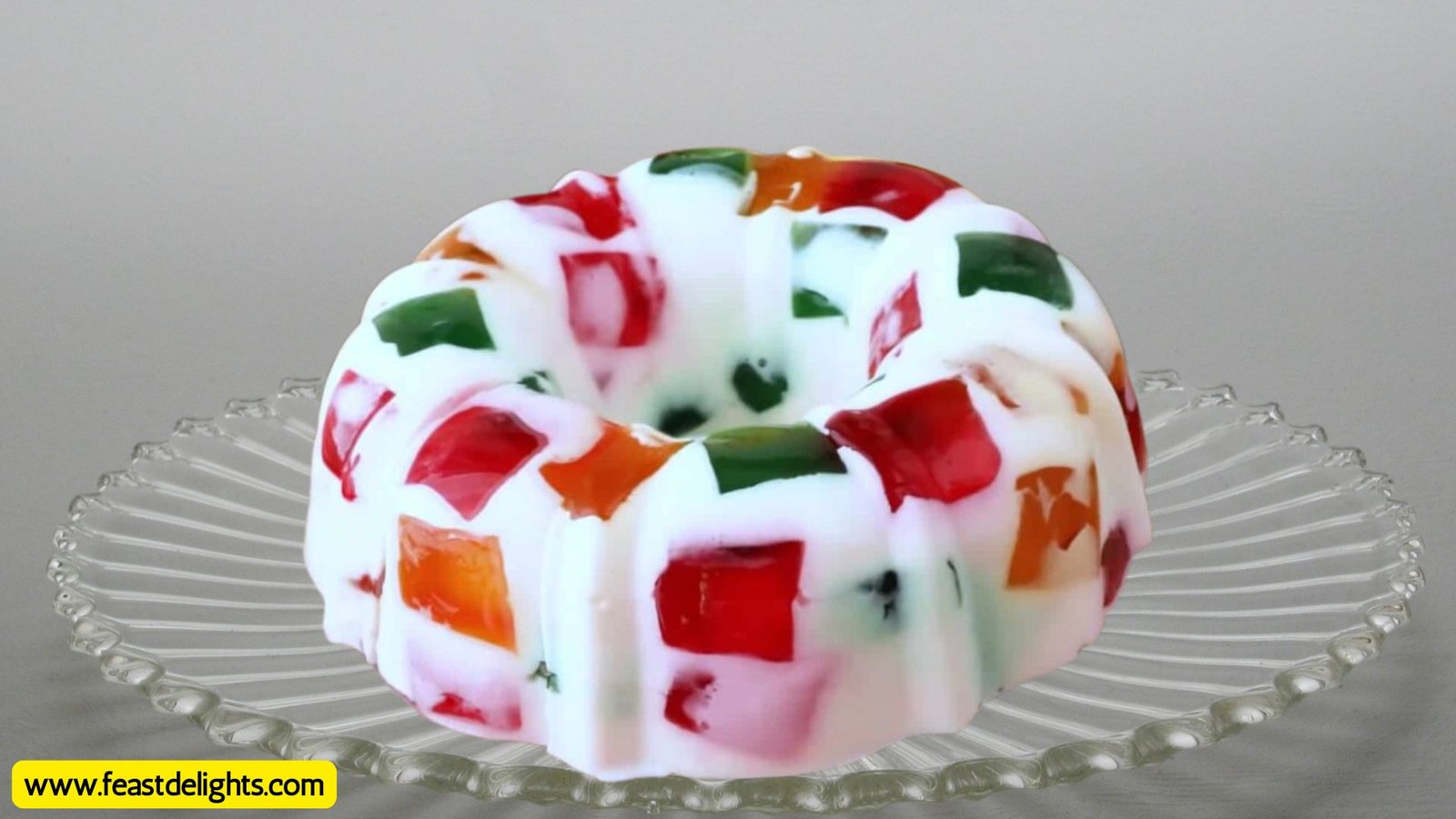 Broken Glass Jelly Cake with Biscuit or Sponge Base