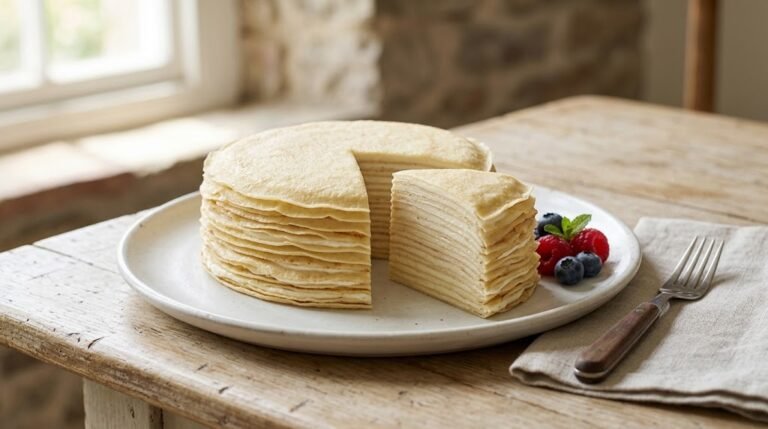 Vanilla Crêpe Cake Recipe with Mascarpone Cream 1 image of crepe cake