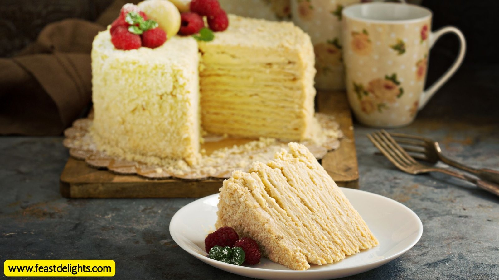 Napoleon Cake with Butter Pastry and Vanilla Custard