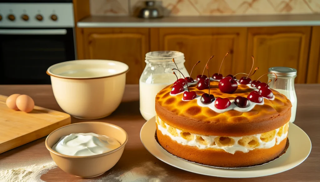 Pincher Cake with Kefir and Condensed Milk Cream