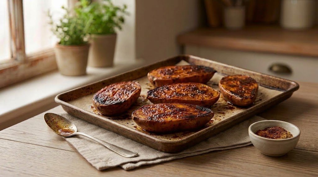 Roasted Sweet Potato Halves with Warm Spices