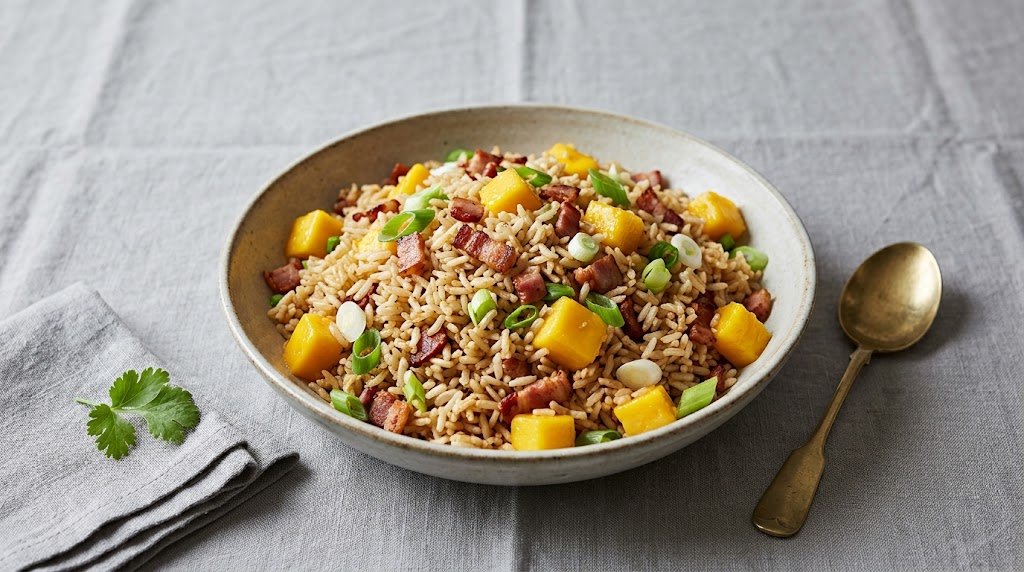 Bacon Mango Fried Rice with Sweet Fruit Pieces
