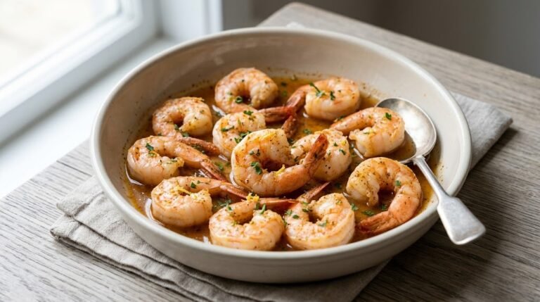 Baked Honey Cajun Shrimp with Lemon 1 image of baked honey cajun shrimp with parsley and lemon