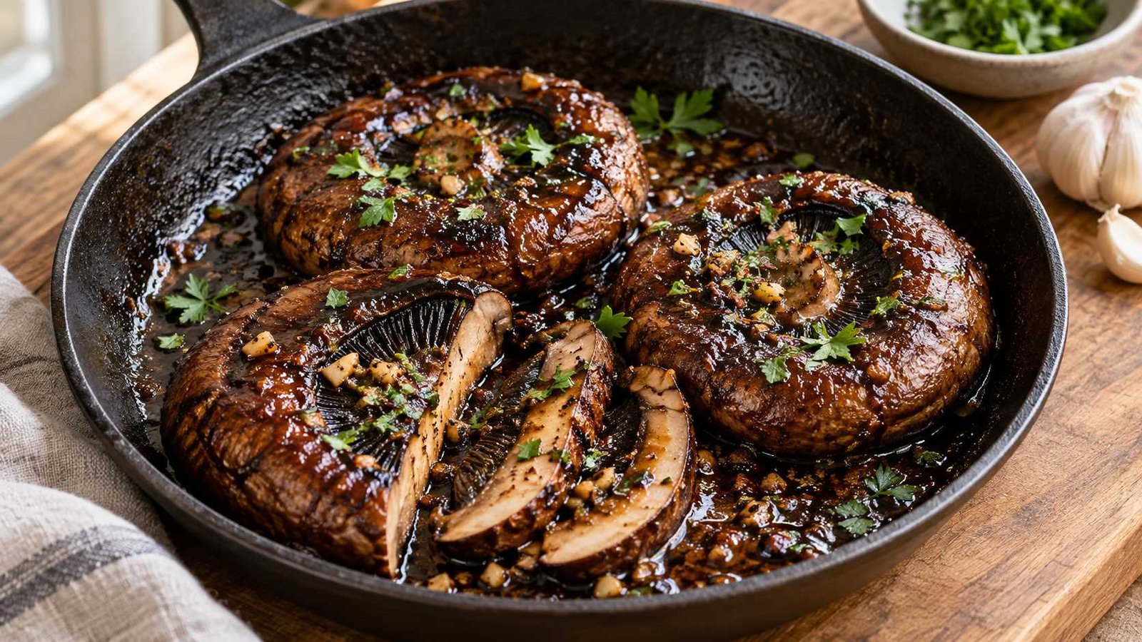 Balsamic and Garlic Portobello Mushroom Steaks