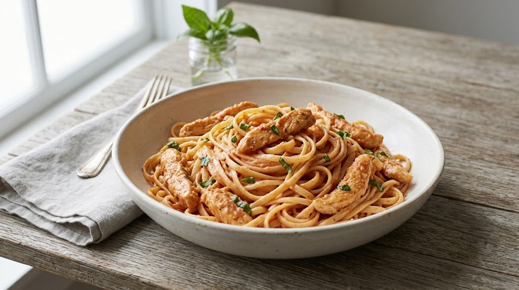 Chicken Pasta in Creamy Tomato and Basil Sauce