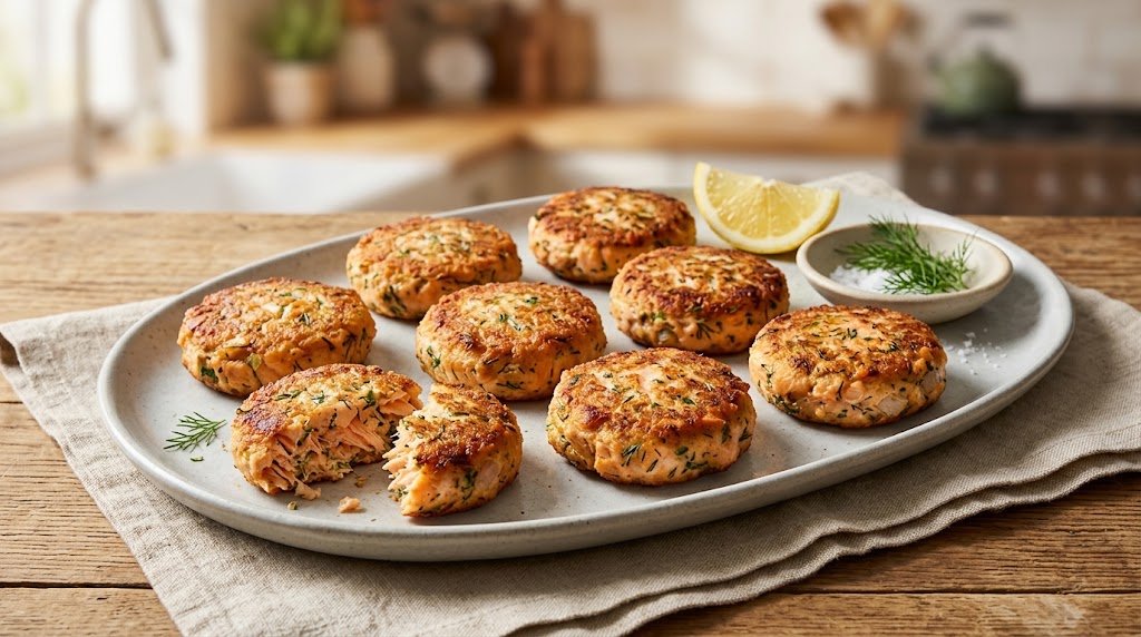 Salmon Cakes with Lemon, Dill and Crisp Edges