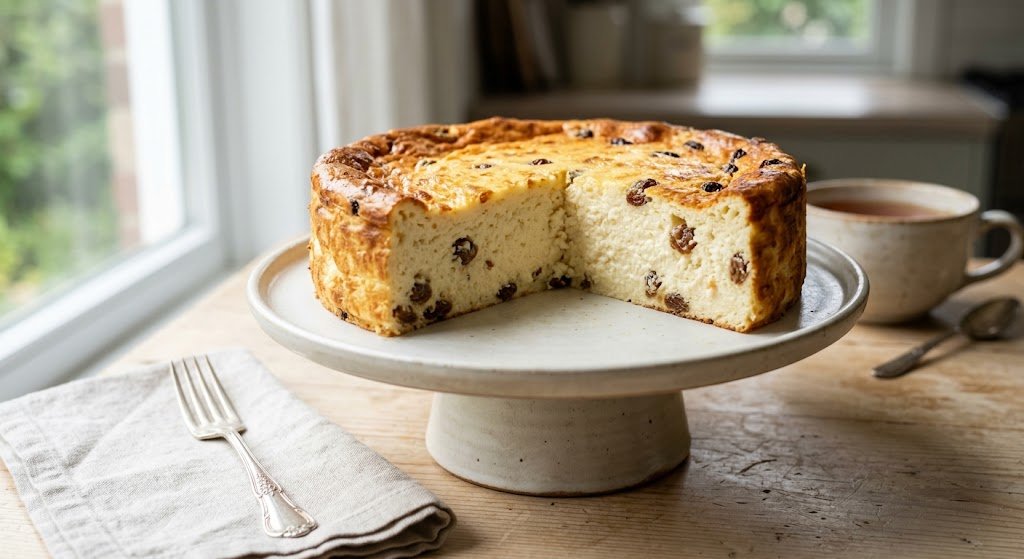 Crustless baked syrnyk with creamy cottage cheese