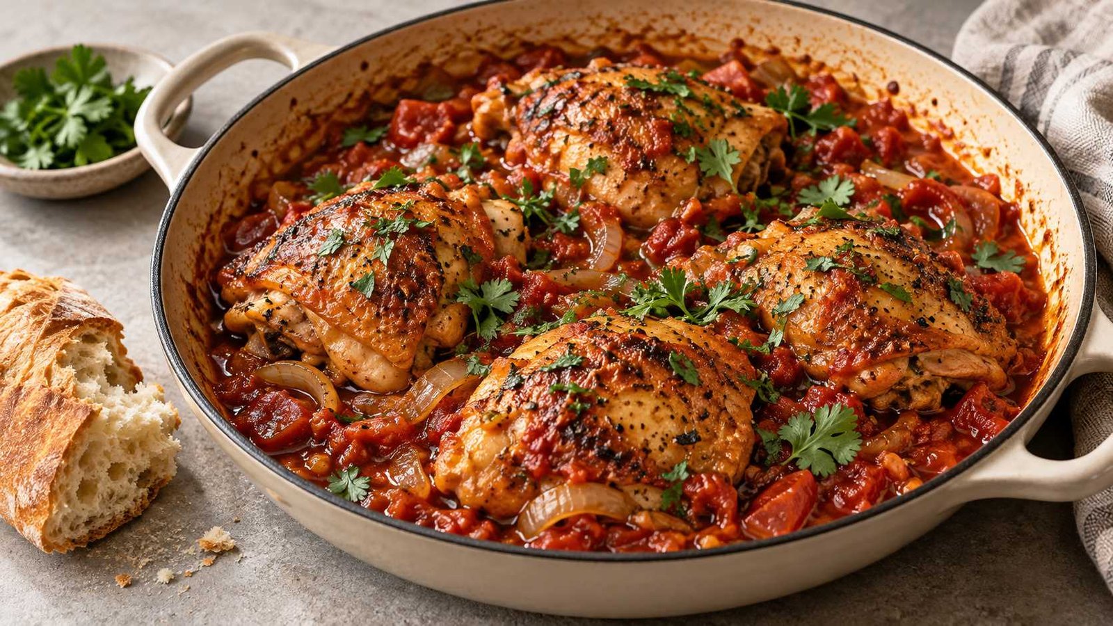 Georgian Chicken Chakhokhbili Recipe with Tomatoes