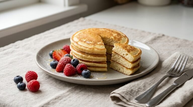 Greek Yogurt Pancakes with a Tender Golden Crumb 1 image of greek yogurt pancakes with a tender golden centre