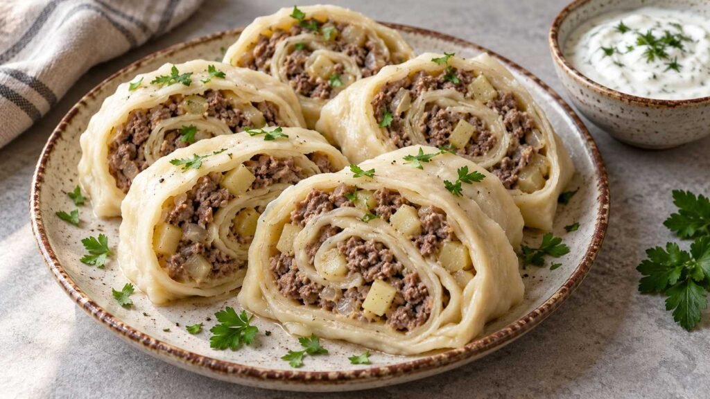 Khanum Steamed Roll Recipe with Beef and Potato