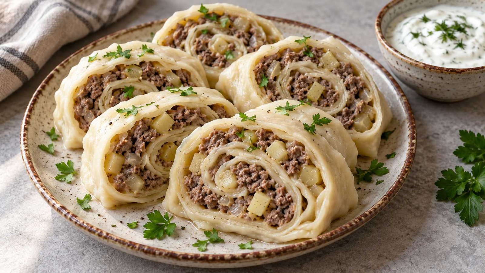 Khanum Steamed Roll Recipe with Beef and Potato