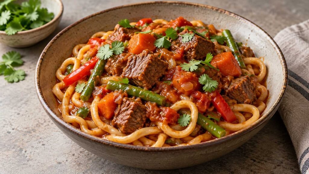 Lagman Recipe with Beef and Vegetable Noodle Sauce